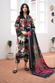 3 Piece - Baroque Khaddar Full Heavy Embroidered Suit with Digital Printed Khaddar Dupatta (Unstitched)