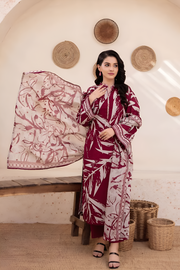 3 Piece - Baroque BanaDora Printed Linen Suit with Linen Duppatta (Unstitched)