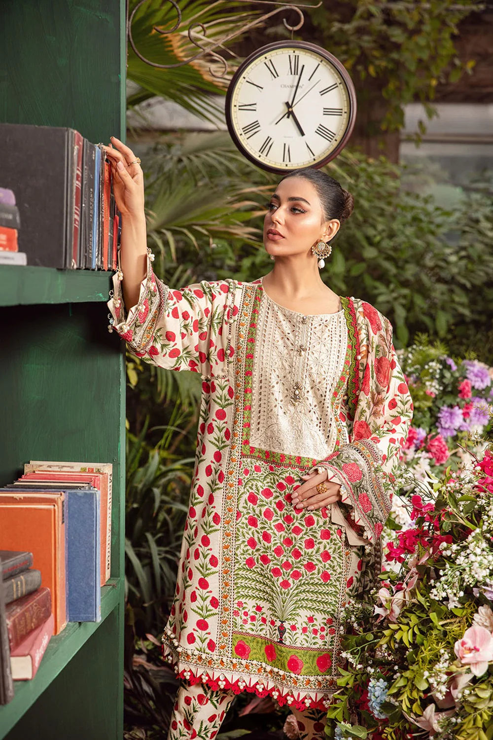 3 Piece - Maria B Lawn Embroidered Suit with Lawn Duppatta (Unstitched)