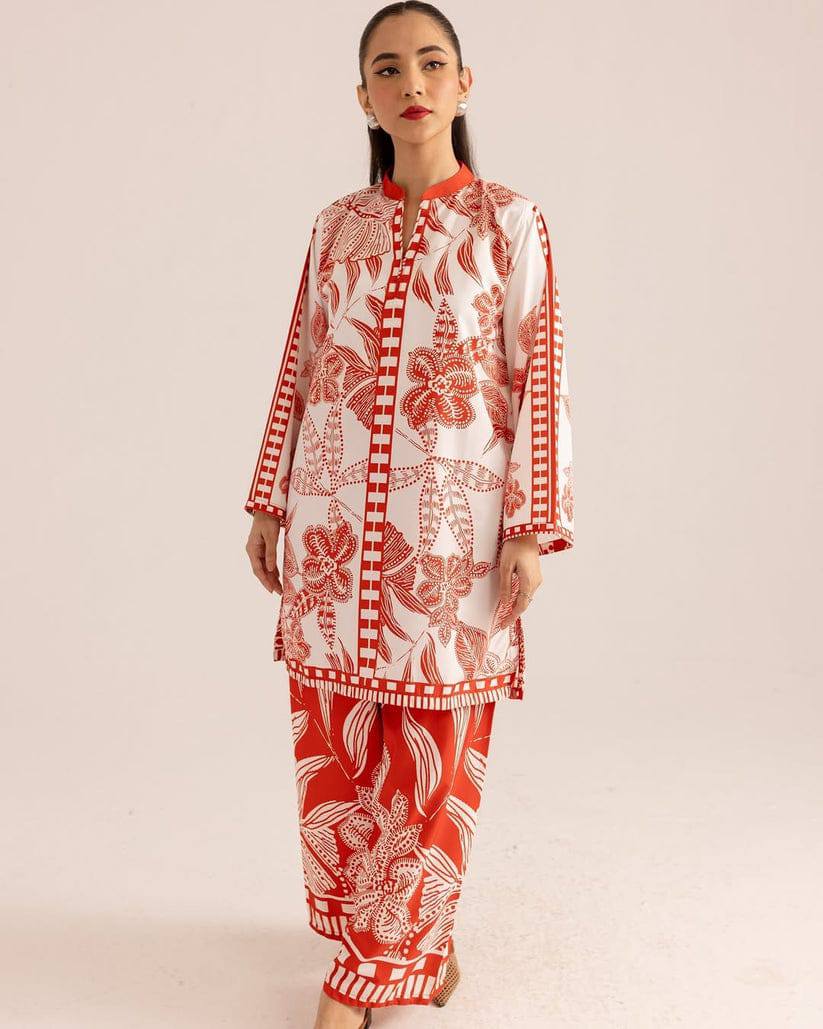 3 Piece - Lulusar Linen Printed Co-Ord Set with Printed Linen Trouser (Unstitched)