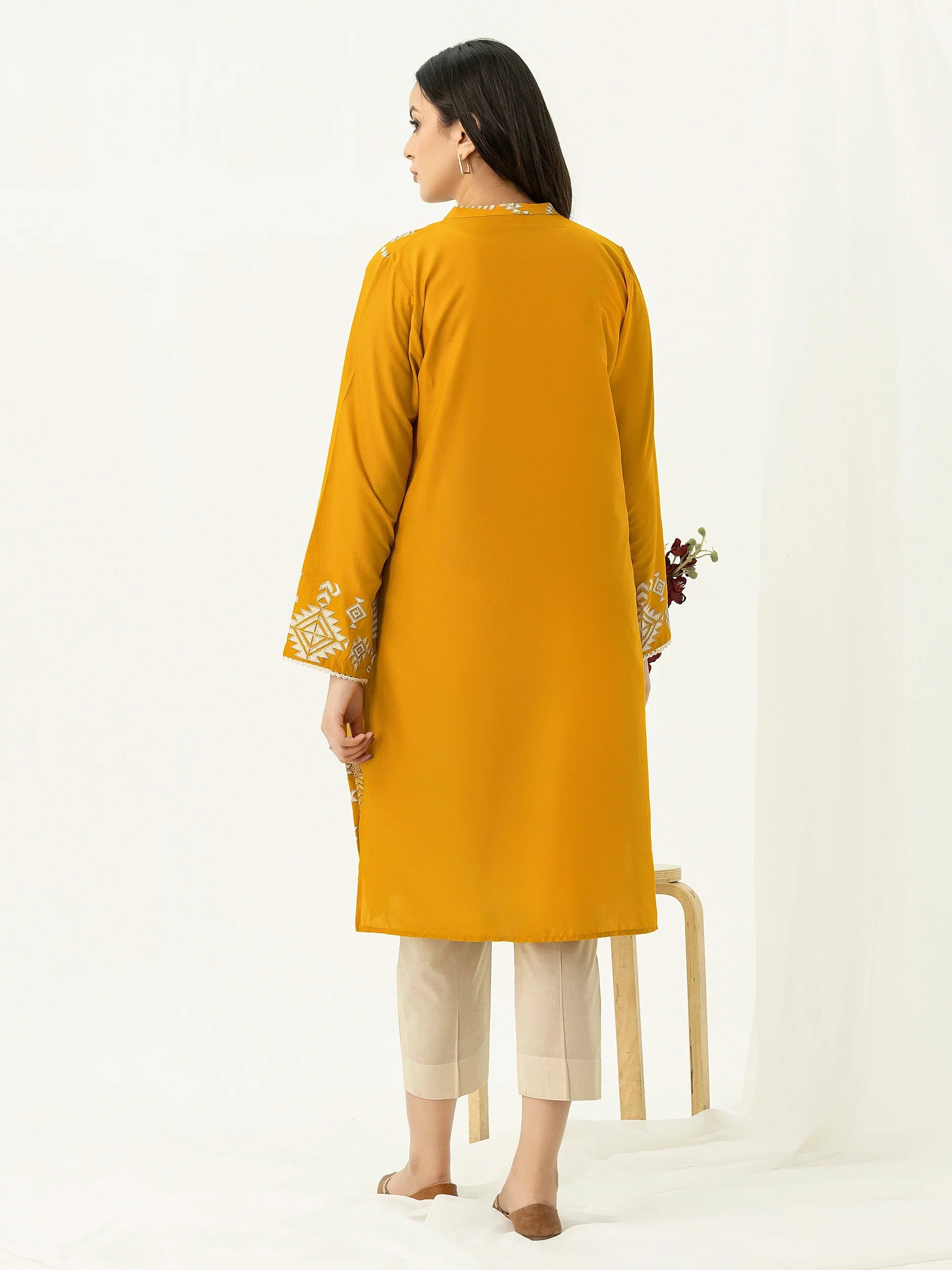 2 Piece - LimeLight Dhanak Full Embroidered Suit with Heavy Embroidered Sleeves(Unstitched)