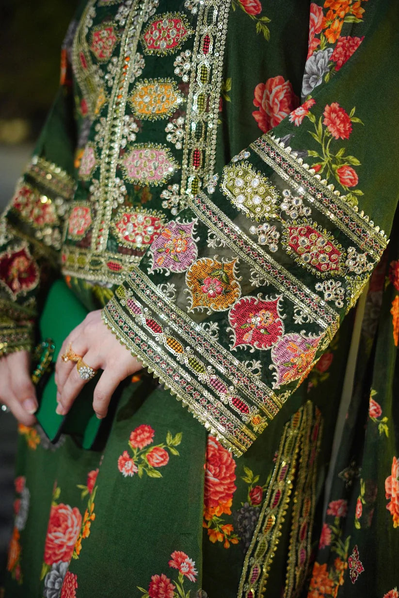 3 Piece - Silk Heavy Embroidered Suit with Silk Digital Print Embroidered Duppatta (Unstitched)
