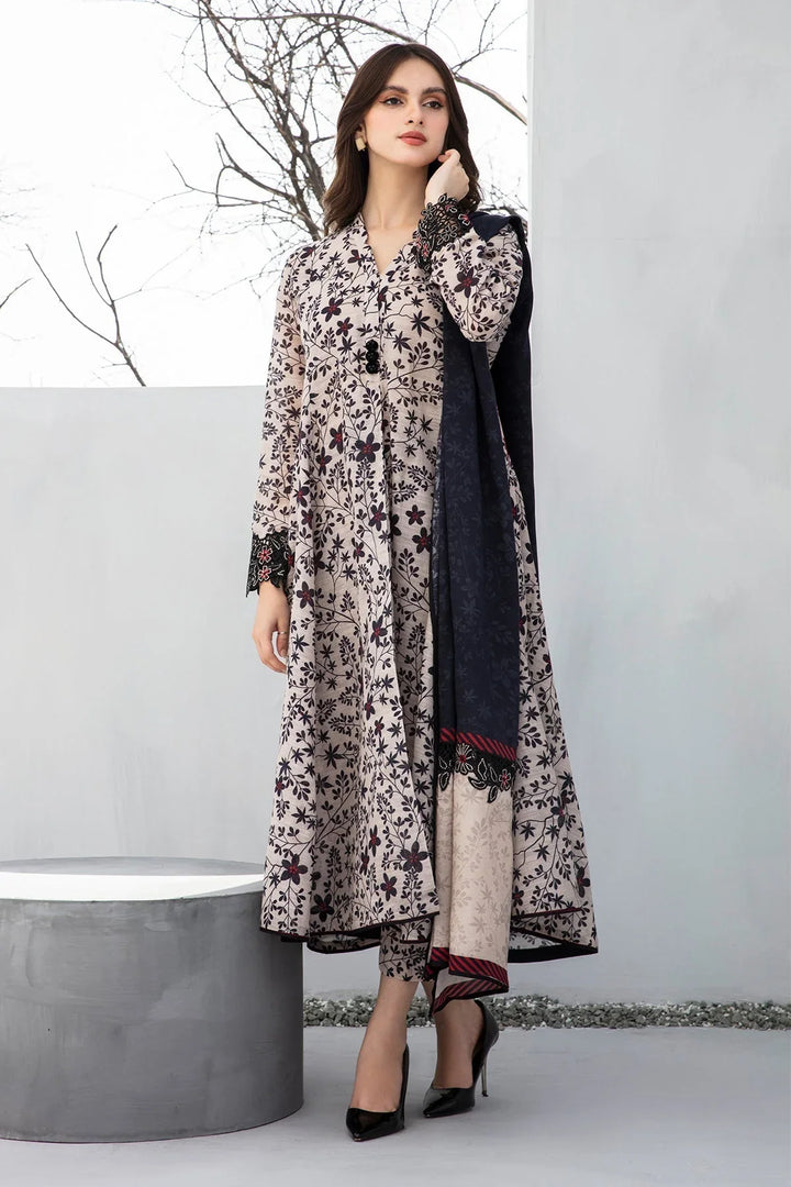 3 Piece - Baroque Khaddar Digital Printed Suit with Digital Printed Khaddar Dupatta (Unstitched)