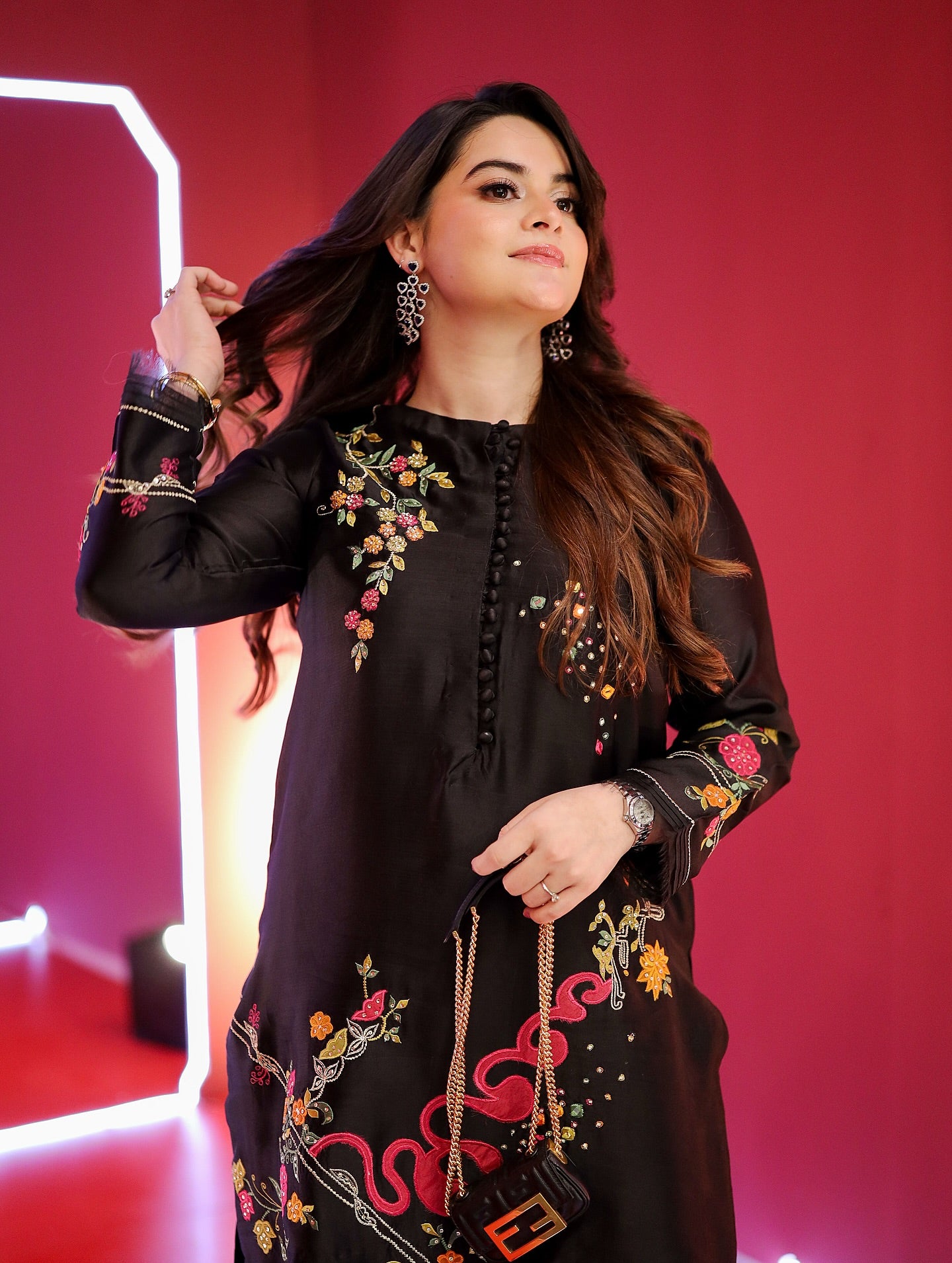 2 Piece - Dhanak Embroidered Suit with Plain Dyed Dhanak Trouser (Unstitched)