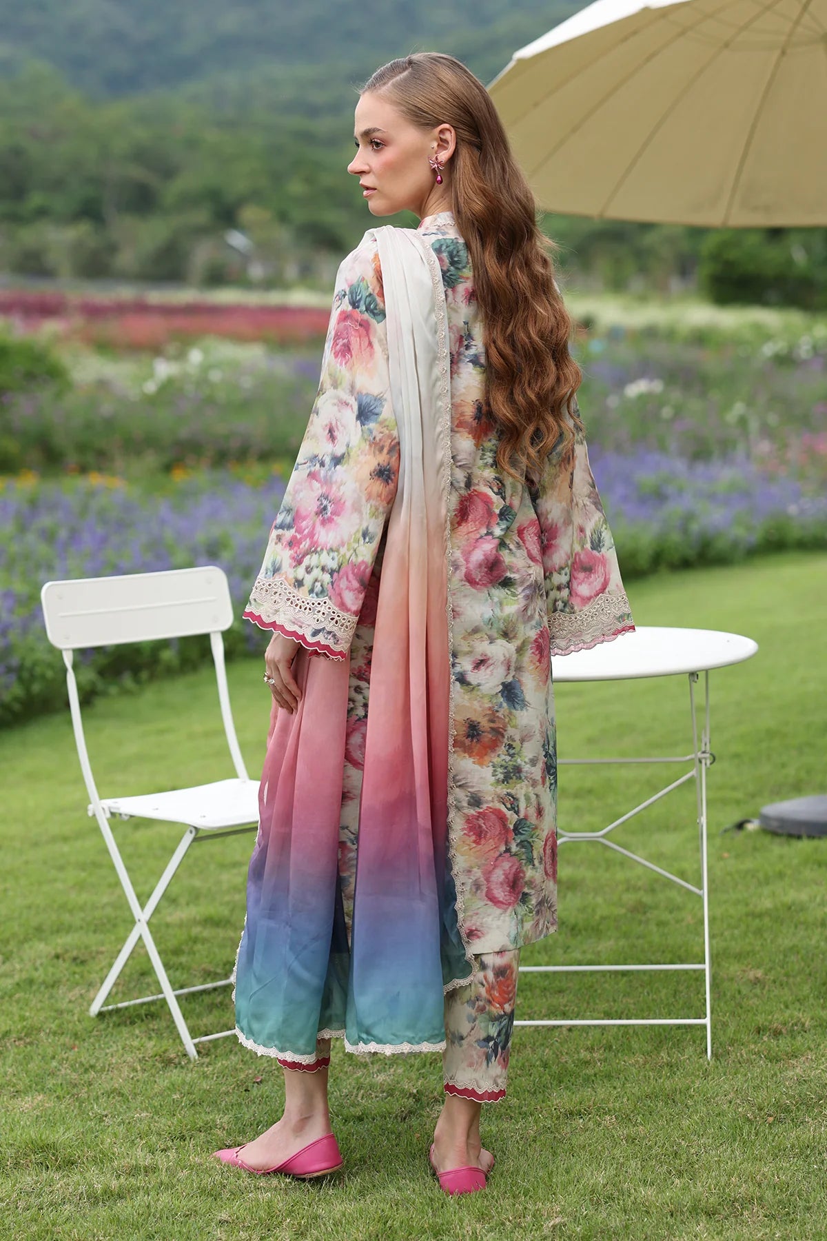 3 Piece - Baroque Khaddar Chikankari Embroidered Suit with Digital Printed Khaddar Shawl (Unstitched)