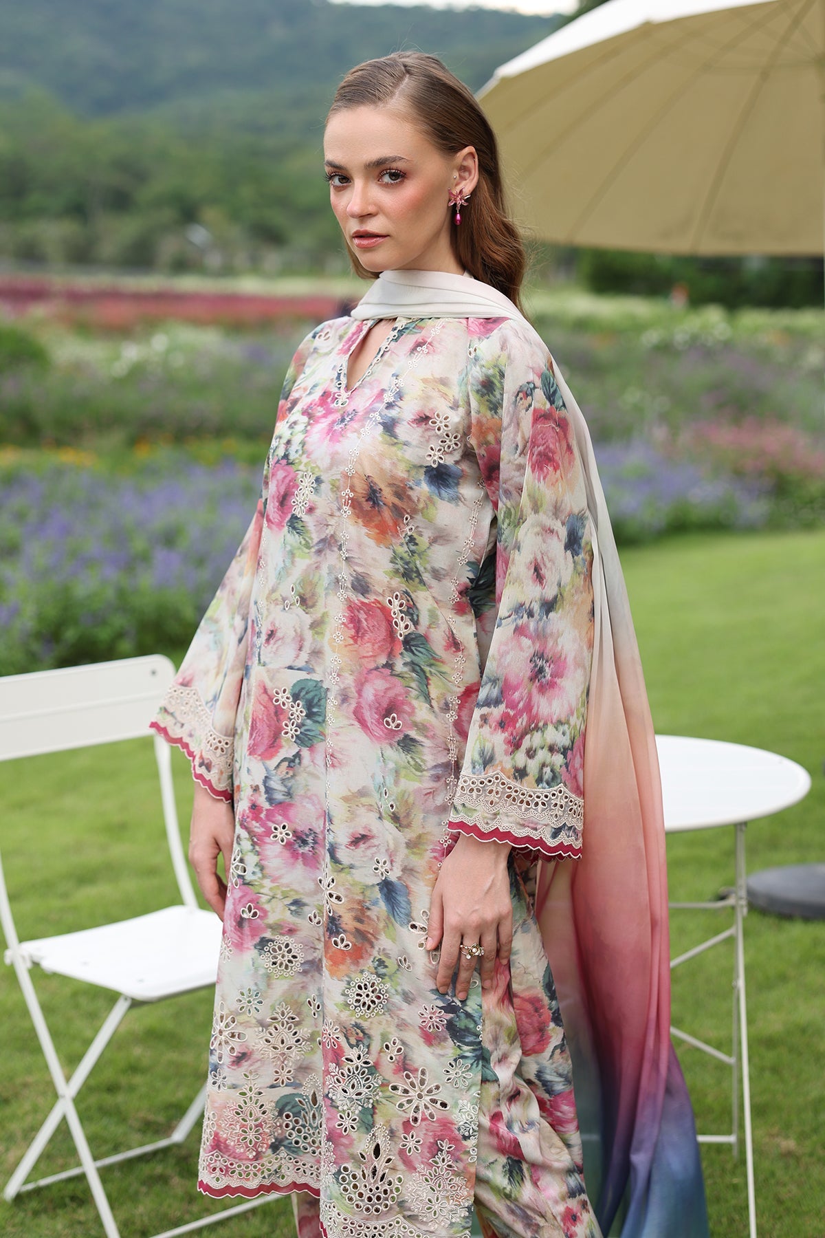 3 Piece - Baroque Khaddar Full Heavy Embroidered Suit with Digital Printed Khaddar Dupatta (Unstitched)