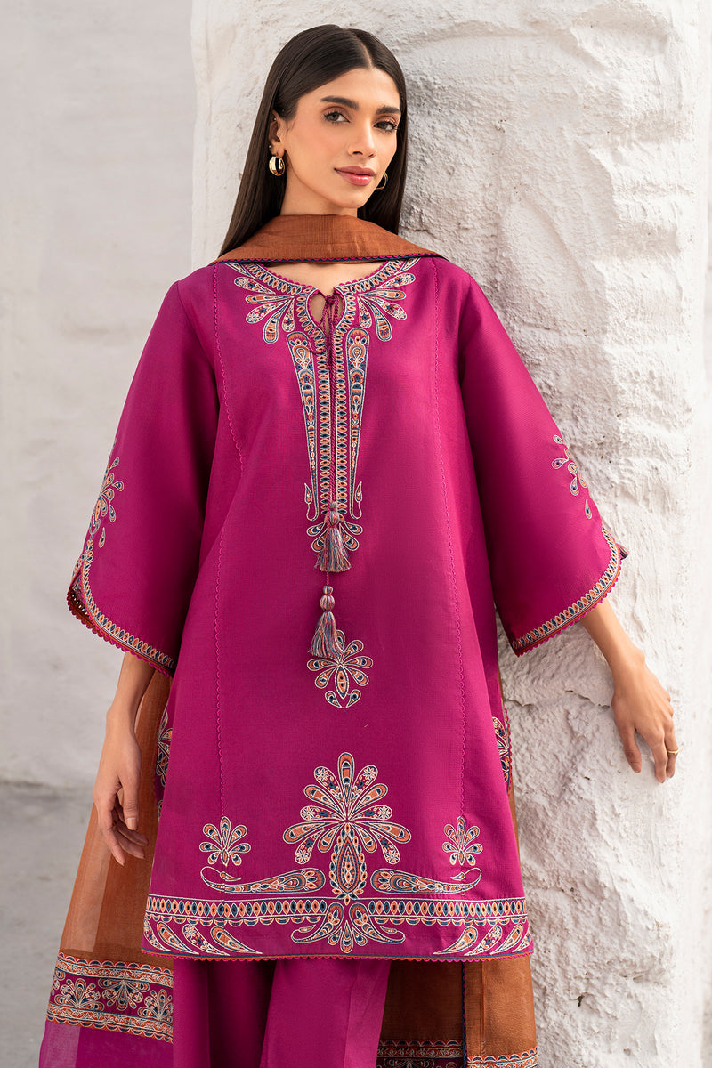 3 Piece - Asim Jofa Dhanak Full Heavy Embroidered Suit with Digital Printed Wool Shawl (Unstitched)