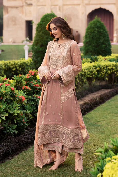 3 Piece - Dhanak Embroidered Suit with Dhanak Embroidered Shawl (Unstitched)