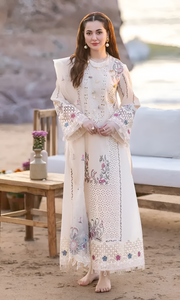 3 Piece - Dhanak Embroidered Suit with Embroidered Organza Dupatta (Unstitched)