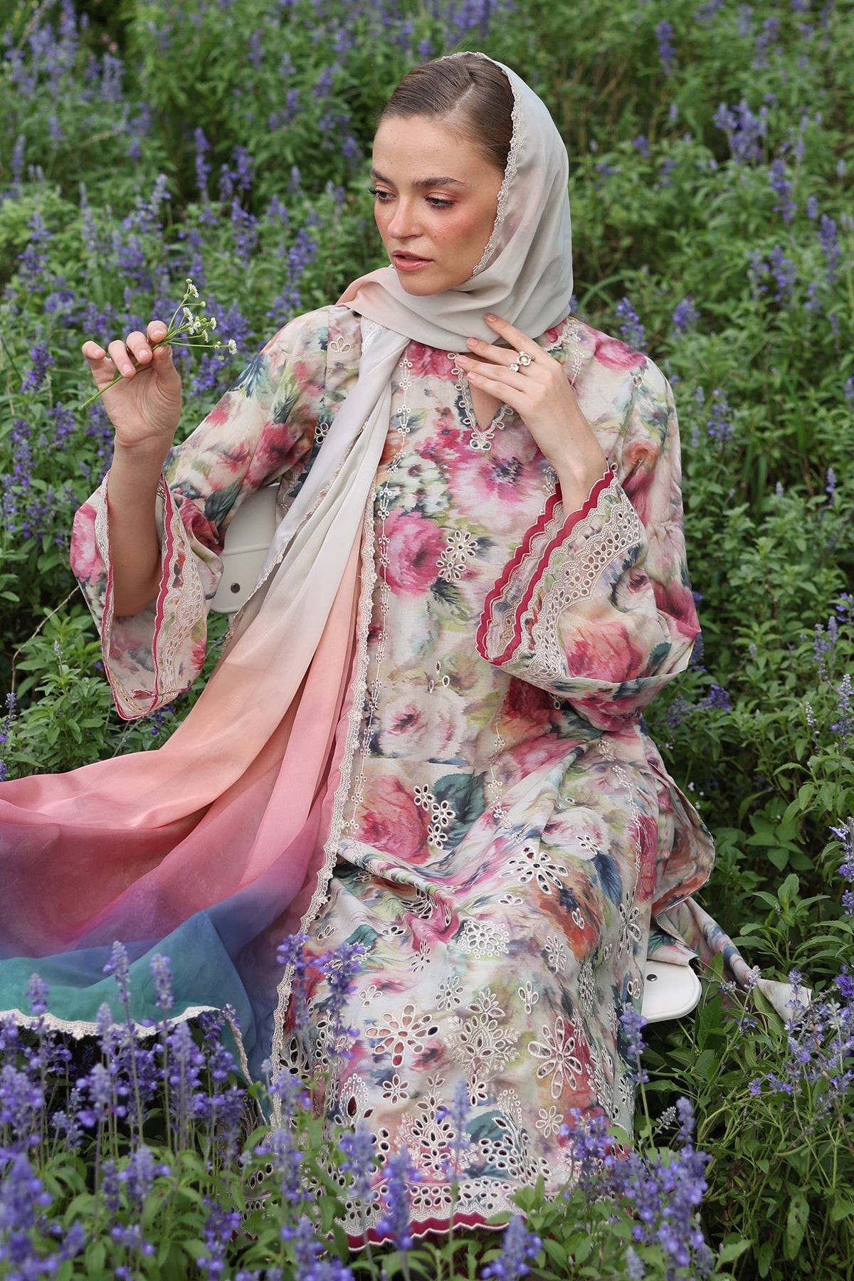 3 Piece - Baroque Khaddar Full Heavy Embroidered Suit with Digital Printed Khaddar Dupatta (Unstitched)