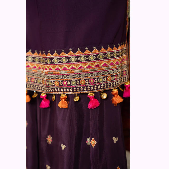 3 Piece - Dhanak Embroidered Suit with Dhanak Digital Printed Shawl (Unstitched)