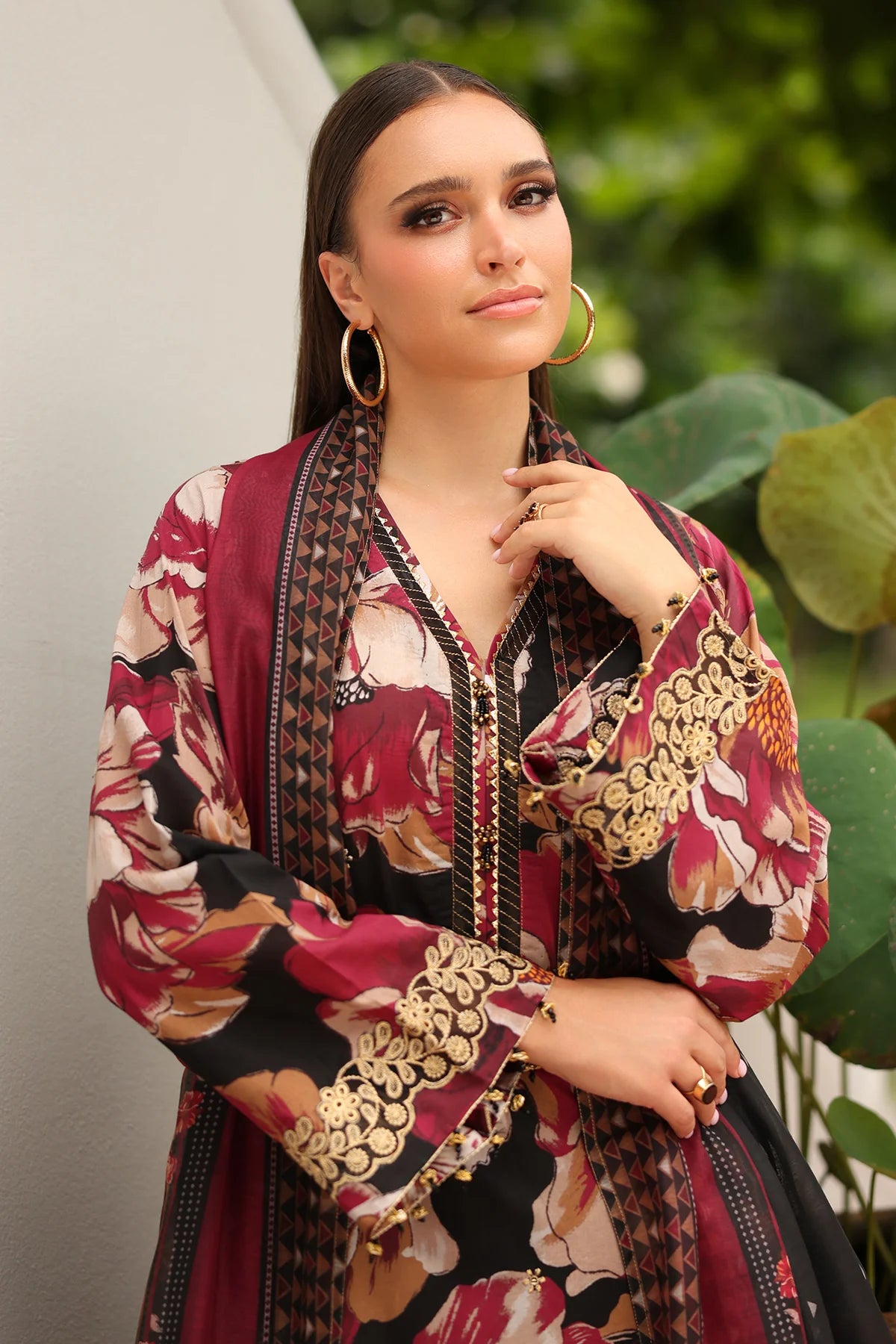 3 Piece - Baroque Khaddar Embroidered Suit with Digital Printed Khaddar Shawl (Unstitched)