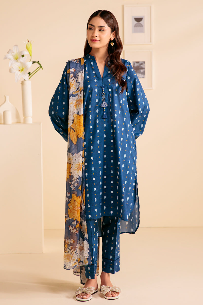 3 Piece - Cross Stitch Khaddar Digital Printed Suit with Digital Printed Khaddar Dupatta (Unstitched)
