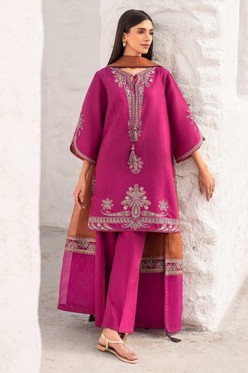 3 Piece - Asim Jofa Dhanak Full Heavy Embroidered Suit with Digital Printed Wool Shawl (Unstitched)