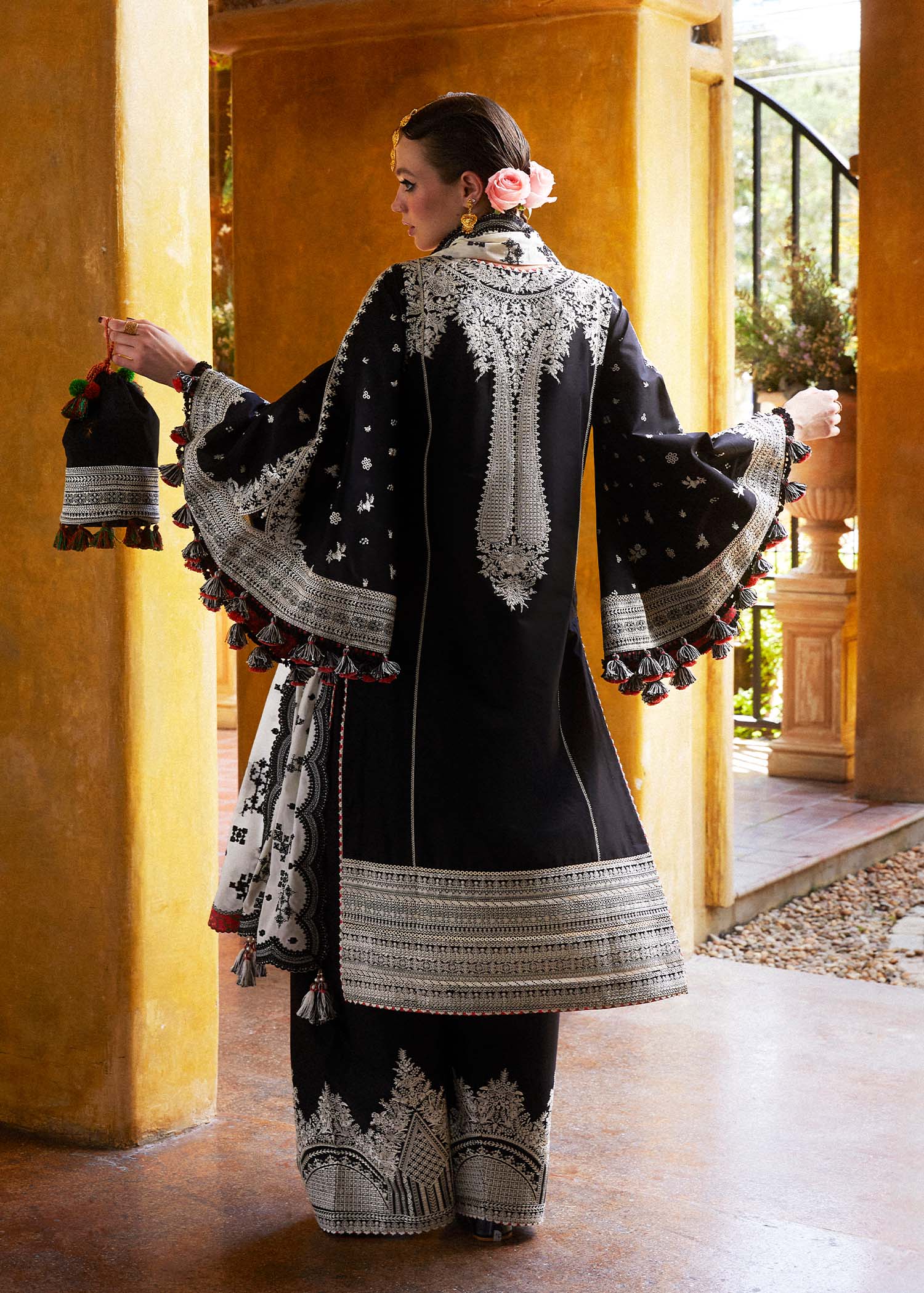 3 Piece - Hussain Rehar Dhanak Full Heavy Embroidered Suit with Khaadi Net Cut Work Embroidered Dupatta (Unstitched)