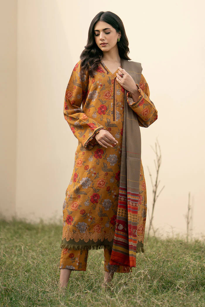 3 Piece - Khaddar Digital Printed Suit with Digital Printed Khaddar Dupatta (Unstitched)