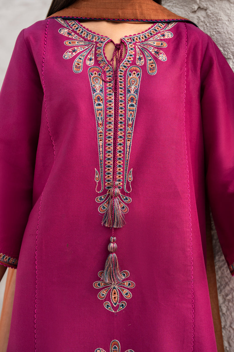 3 Piece - Asim Jofa Dhanak Full Heavy Embroidered Suit with Digital Printed Wool Shawl (Unstitched)
