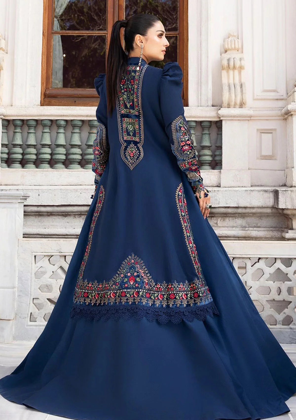 3 Piece - Dhanak Embroidered Suit with Dhanak Embroidered Shawl (Unstitched)
