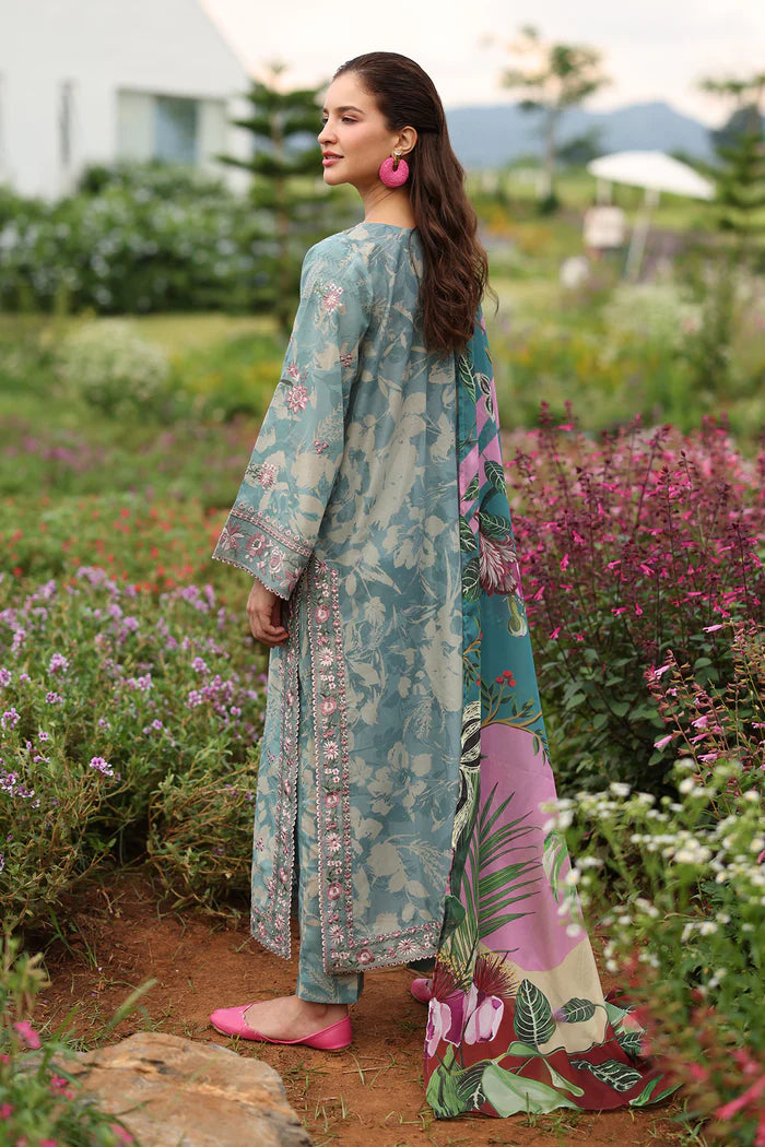 3 Piece - Baroque Khaddar Embroidered Suit with Digital Printed Khaddar Shawl (Unstitched)
