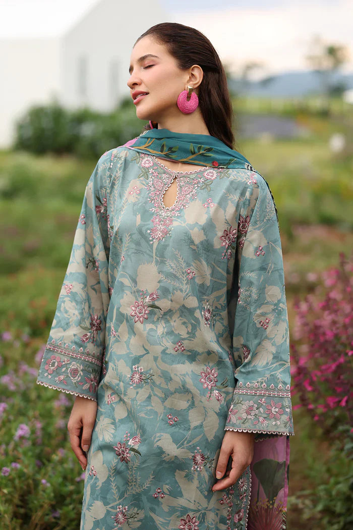 3 Piece - Baroque Khaddar Embroidered Suit with Digital Printed Khaddar Shawl (Unstitched)