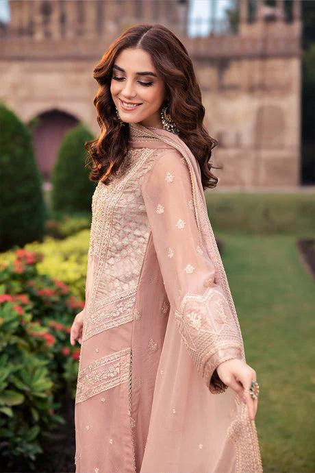 3 Piece - Dhanak Embroidered Suit with Dhanak Embroidered Shawl (Unstitched)