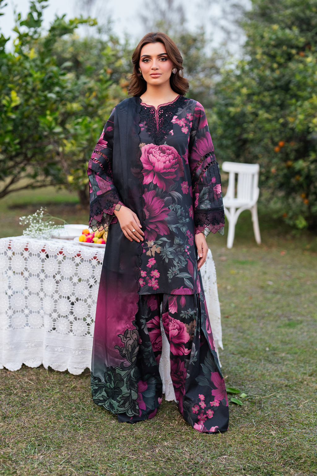 3 Piece - Iznik Khaddar Full Heavy Embroidered Suit with Digital Printed Khaddar Dupatta (Unstitched)