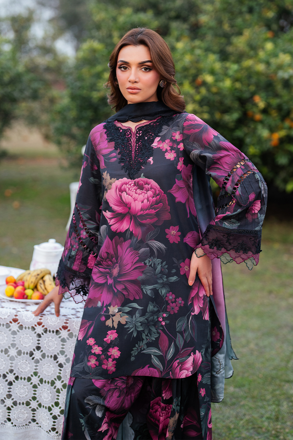 3 Piece - Iznik Khaddar Full Heavy Embroidered Suit with Digital Printed Khaddar Dupatta (Unstitched)