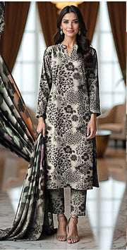 3 Piece - Nishat BanaDora Printed Linen Suit with Linen Duppatta (Unstitched)