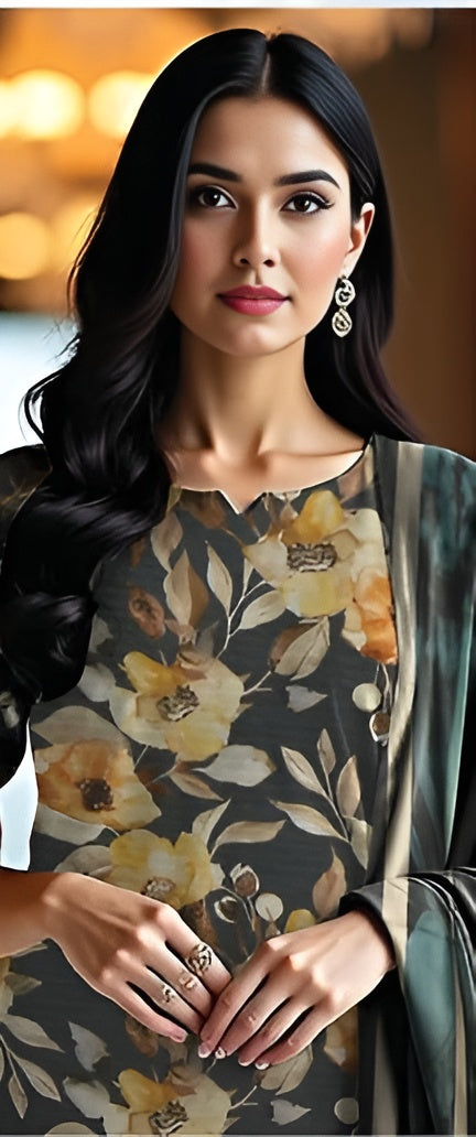 3 Piece - Nishat BanaDora Printed Linen Suit with Linen Duppatta (Unstitched)