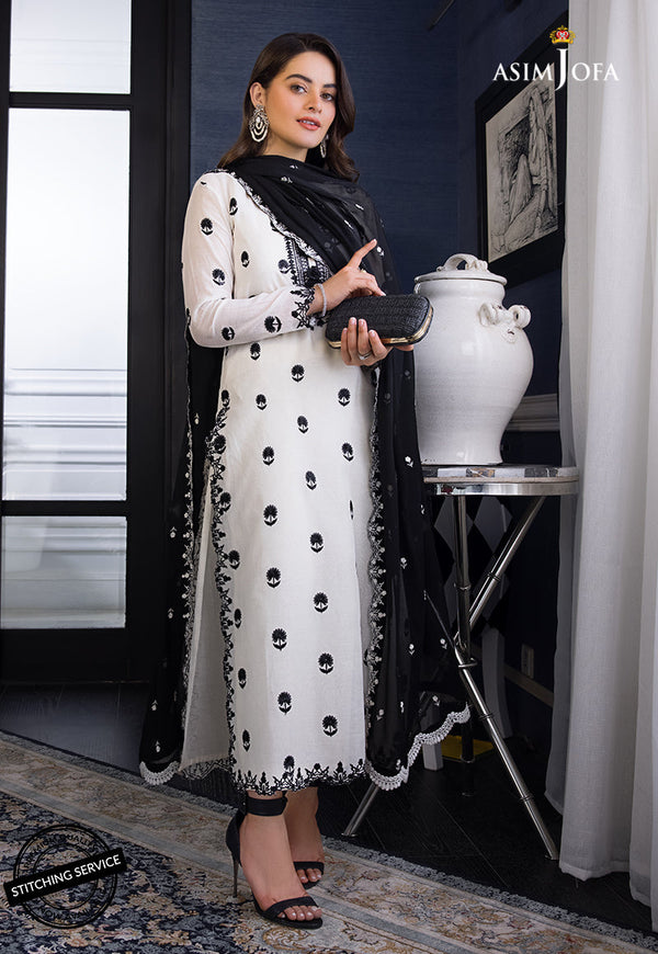 3 Piece - Asim Jofa Dhanak Full Heavy Embroidered Suit with Dhanak Embroidered Shawl (Unstitched)