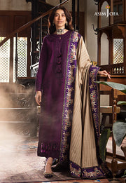3 Piece - Asim Jofa Dhanak Embroidered Suit with Dhanak Embroidered and Printed Shawl (Unstitched)