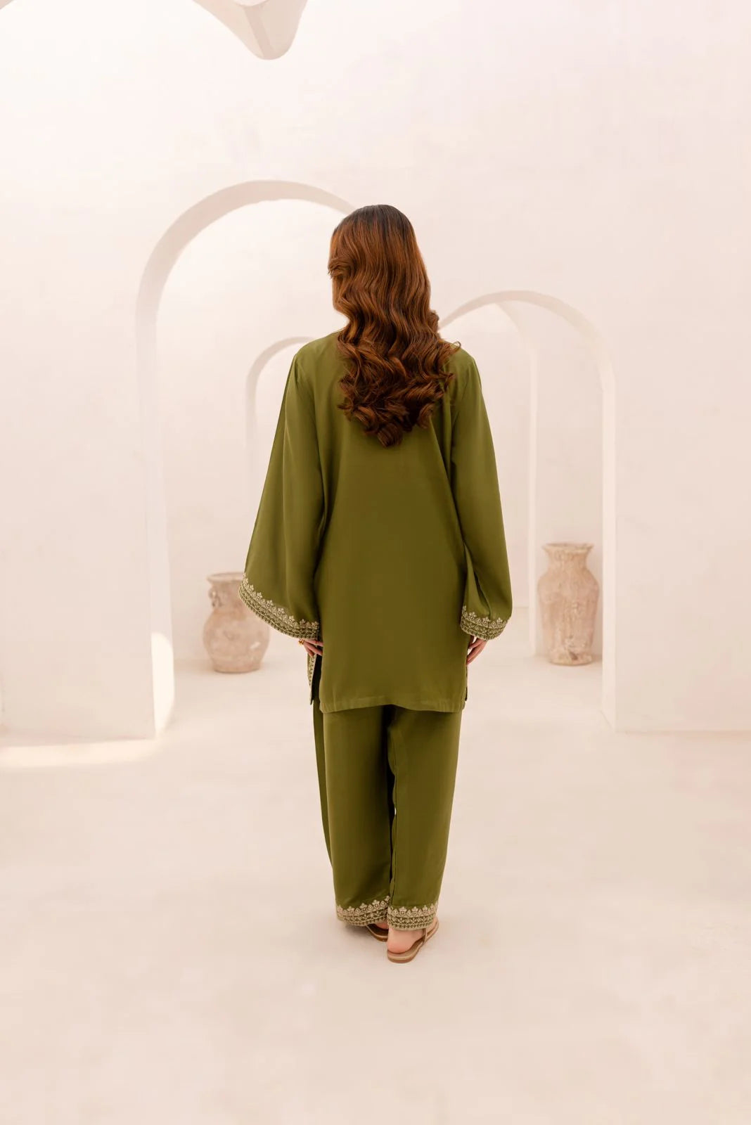 2 Piece - Dhanak Full Heavy Embroidered Suit with Plain Dyed Trouser (Unstitched)