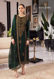 3 Piece - Asim Jofa Dhanak Full Heavy Embroidered Suit with Embroidered Dhanak Shawl(Unstitched)