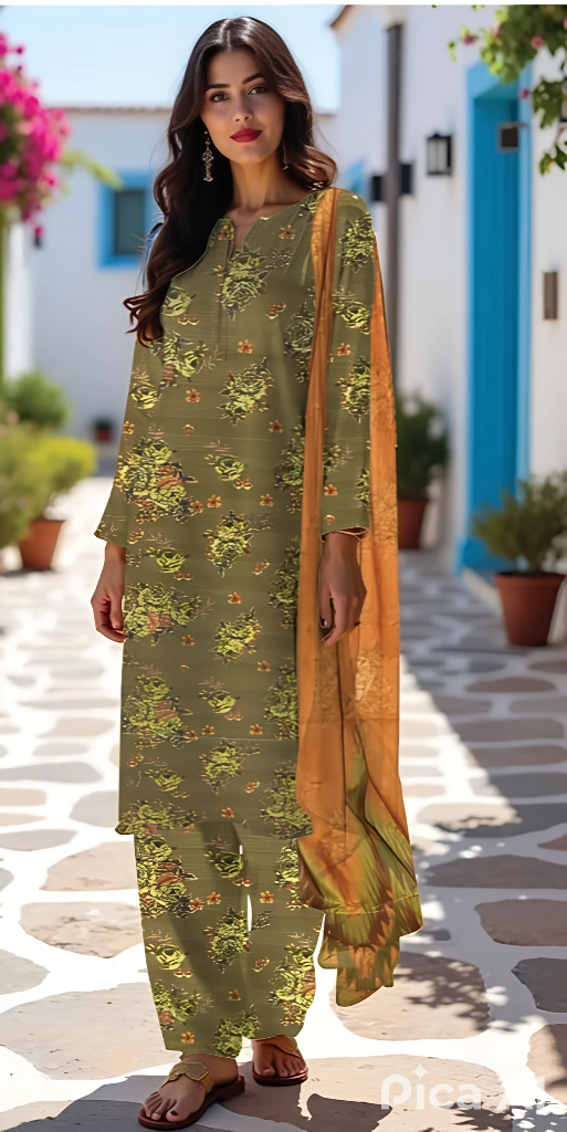 3 Piece - LimeLight BanaDora Printed Linen Suit with TanaDora Duppatta (Unstitched)