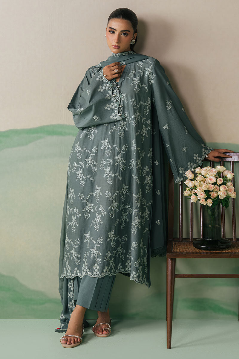 3 Piece - Cross Stitch Dhanak Embroidered Suit with Dhanak Embroidered Shawl (Unstitched)