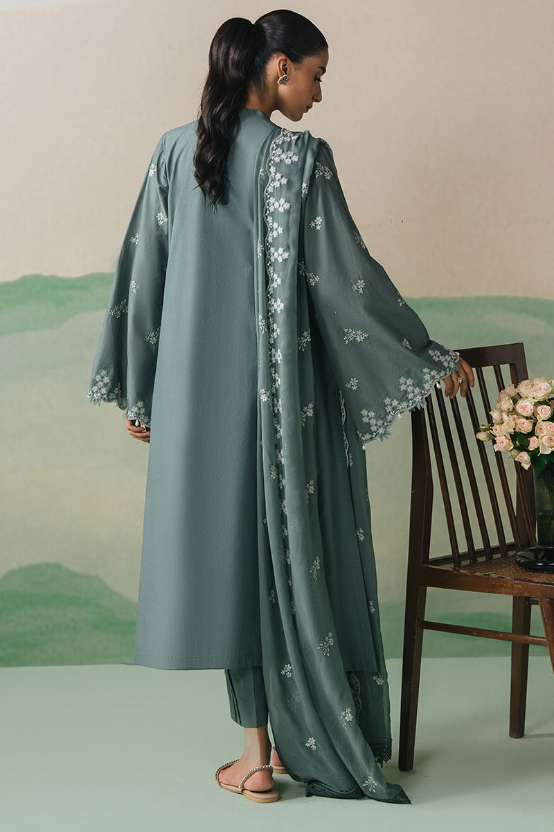 3 Piece - Cross Stitch Dhanak Embroidered Suit with Dhanak Embroidered Shawl (Unstitched)