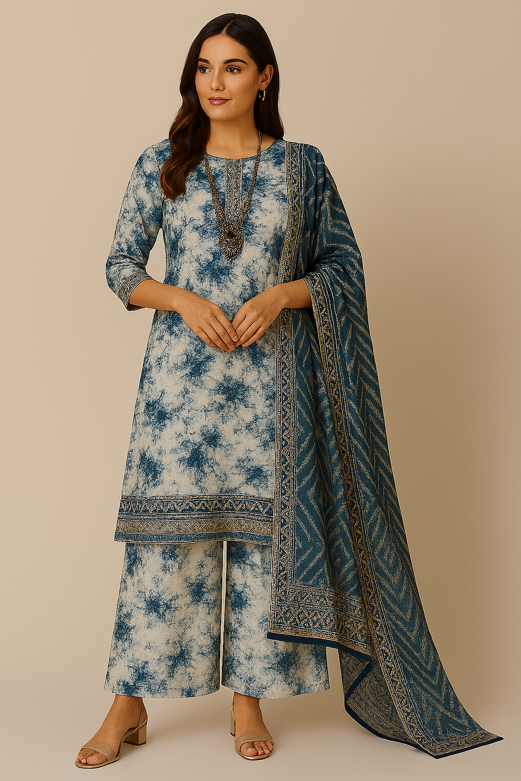 3 Piece - Maria B Lawn Embroidered Suit with Lawn Duppatta (Unstitched)