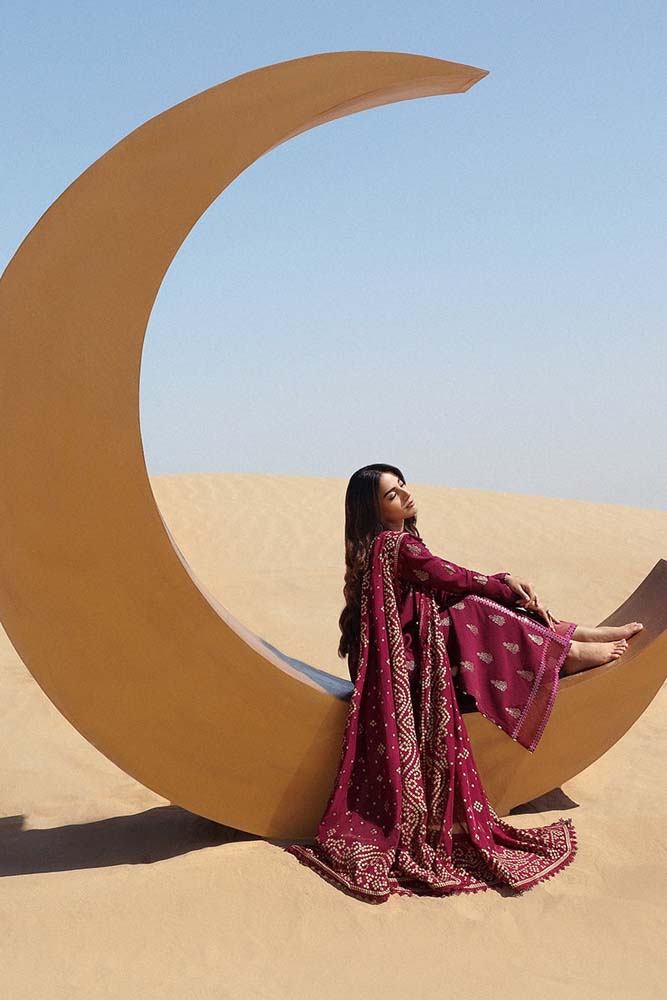 3 Piece - Dhanak Embroidered Suit with Digital Printed Soft Pashmina Wool Shawl (Unstitched)