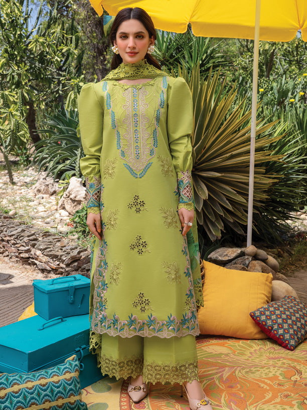 3 Piece - Dhanak Full Heavy Embroidered Suit with Printed Pashmina Wool Shawl (Unstitched)