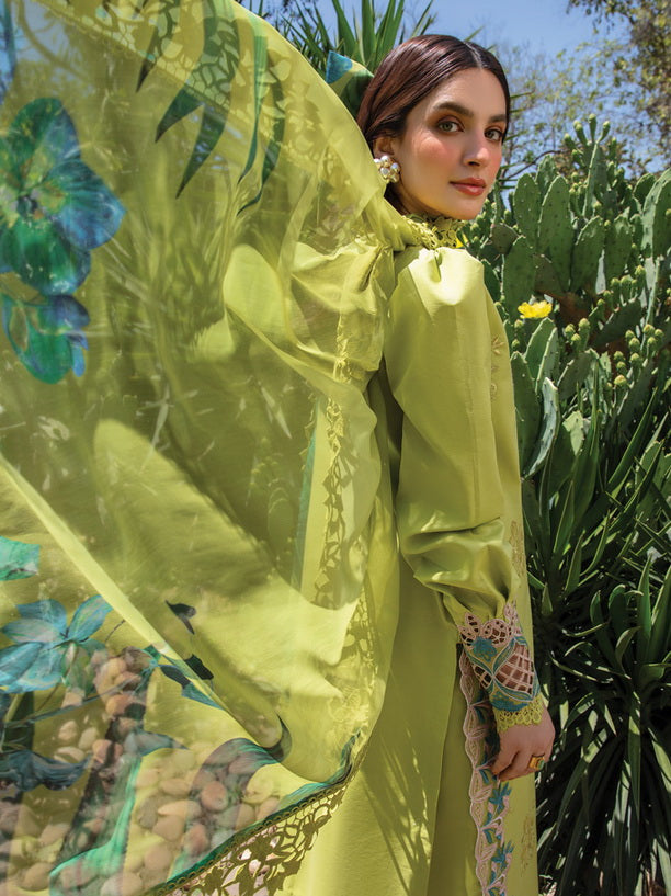 3 Piece - Dhanak Full Heavy Embroidered Suit with Printed Pashmina Wool Shawl (Unstitched)