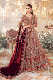 3 Piece - Maria B Net Full Heavy Embroidered Suit with Heavy Embroidered Net Dupatta with Chiffon Border (Unstitched)