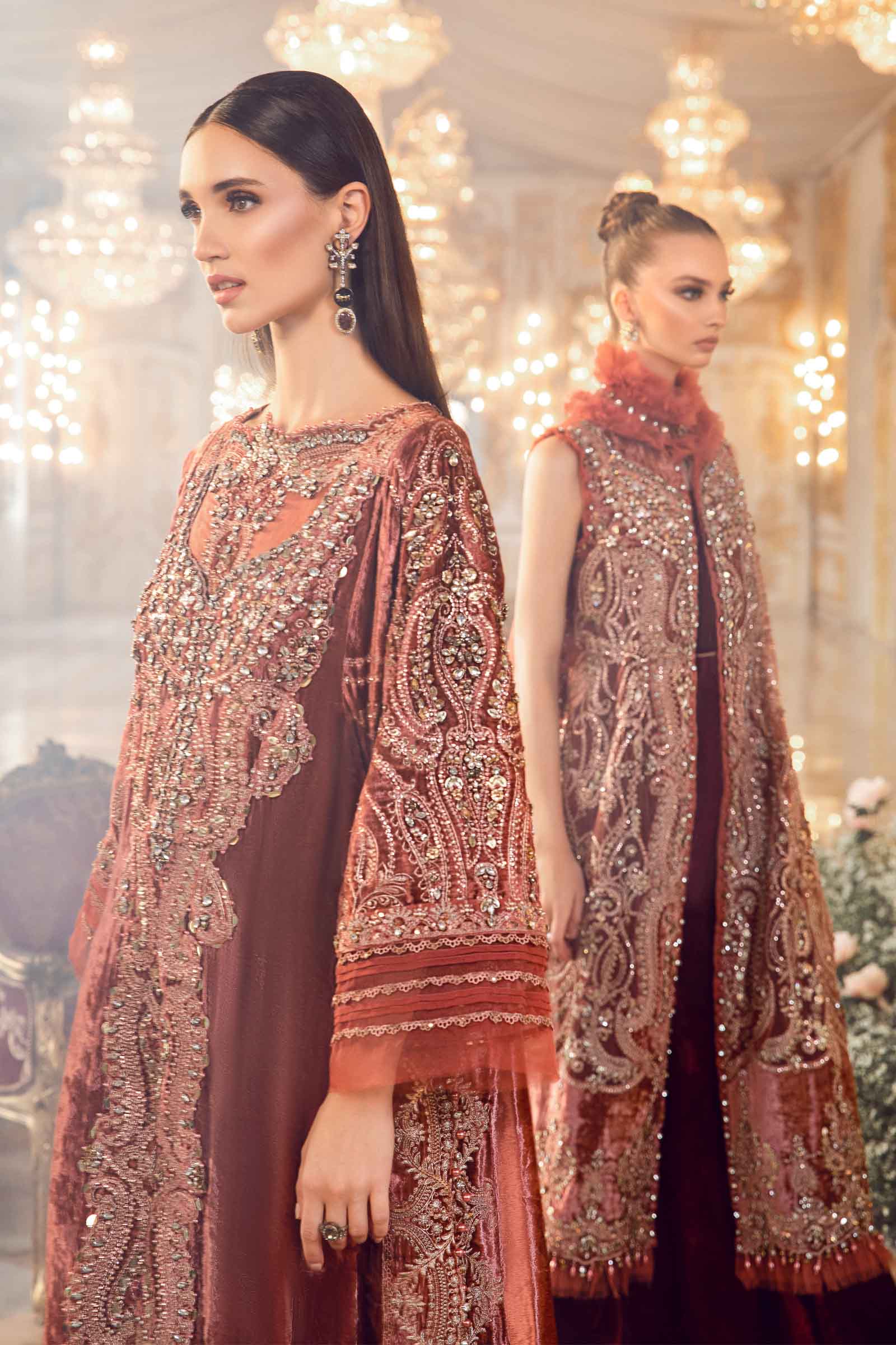 3 Piece - Maria B Net Full Heavy Embroidered Suit with Heavy Embroidered Net Dupatta with Chiffon Border (Unstitched)