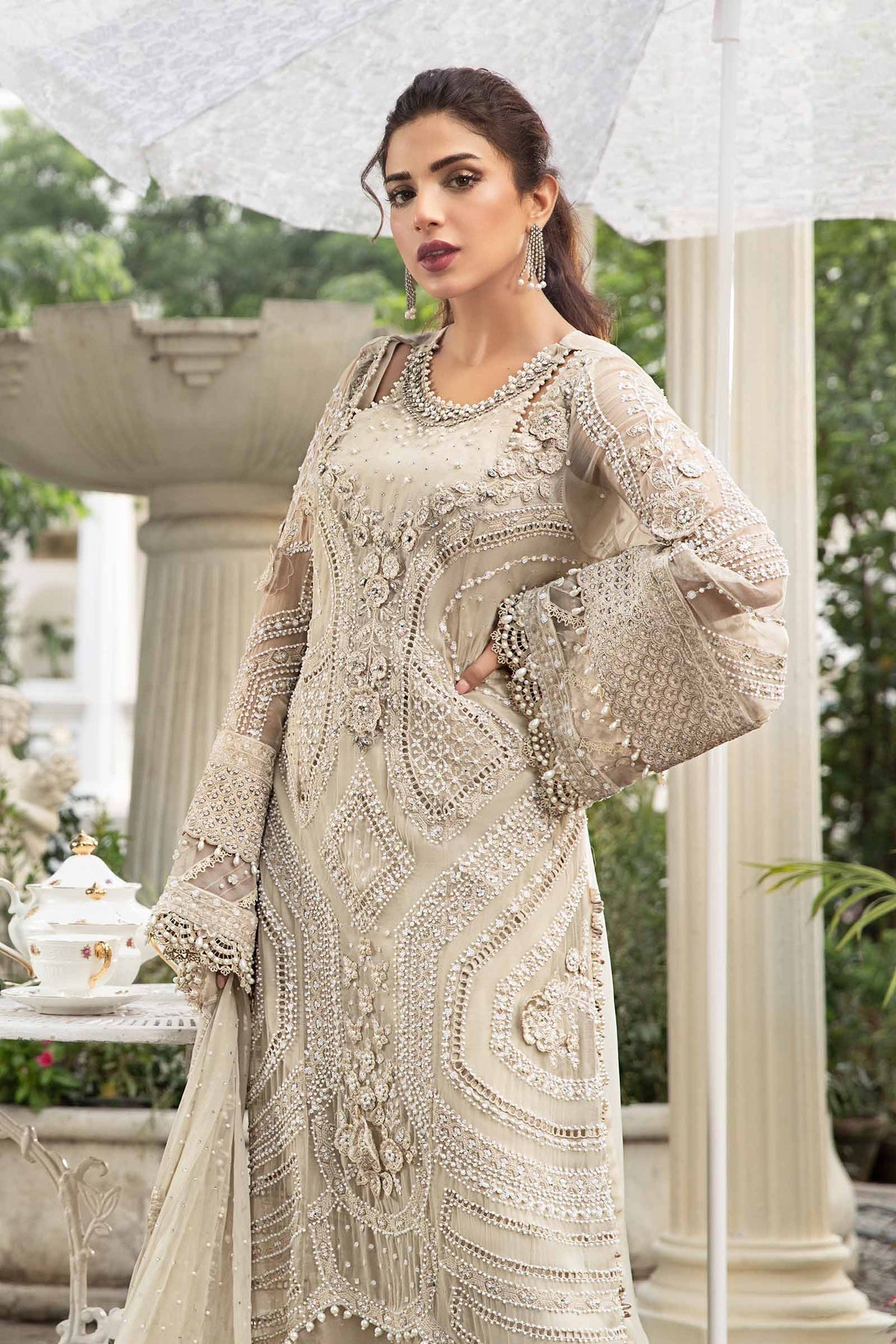 3 Piece - Pure Chiffon Full Heavy Embroidered Suit with Heavy Embroidered Chiffon Dupatta (Unstitched)