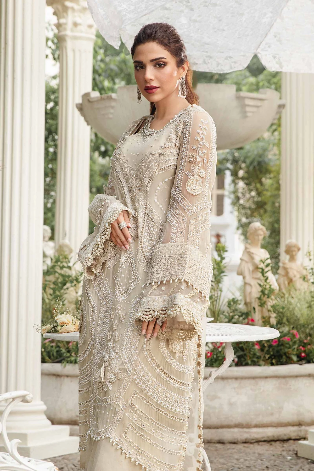 3 Piece - Pure Chiffon Full Heavy Embroidered Suit with Heavy Embroidered Chiffon Dupatta (Unstitched)