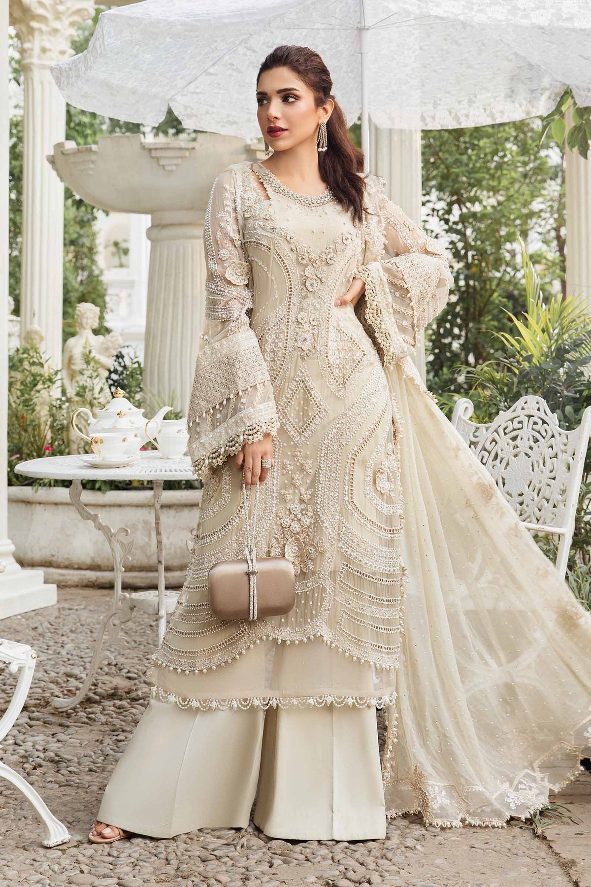 3 Piece - Pure Chiffon Full Heavy Embroidered Suit with Heavy Embroidered Chiffon Dupatta (Unstitched)
