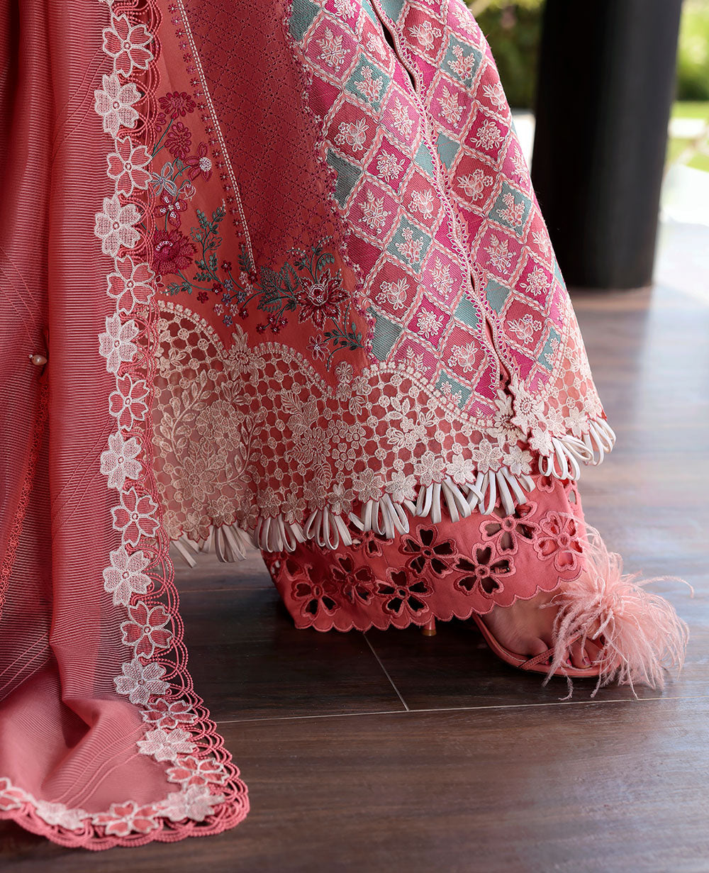 3 Piece - Dhanak Full Heavy Embroidered Suit with Embroidered Dhanak Shawl (Unstitched)