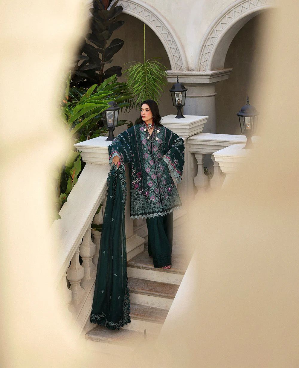 3 Piece - Dhanak Full Heavy Embroidered Suit with Embroidered Dhanak Shawl (Unstitched)