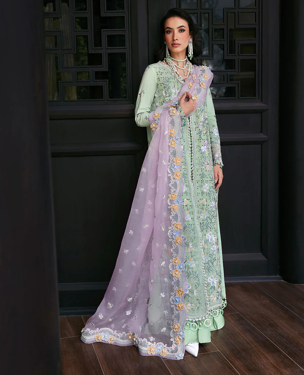 3 Piece - Dhanak Full Heavy Embroidered Suit with Embroidered Dhanak Shawl (Unstitched)