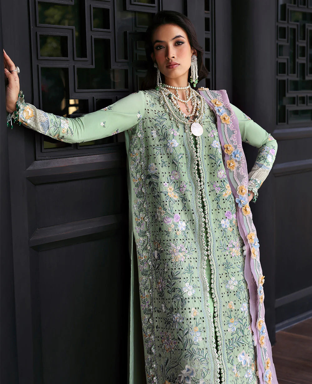 3 Piece - Dhanak Full Heavy Embroidered Suit with Embroidered Dhanak Shawl (Unstitched)