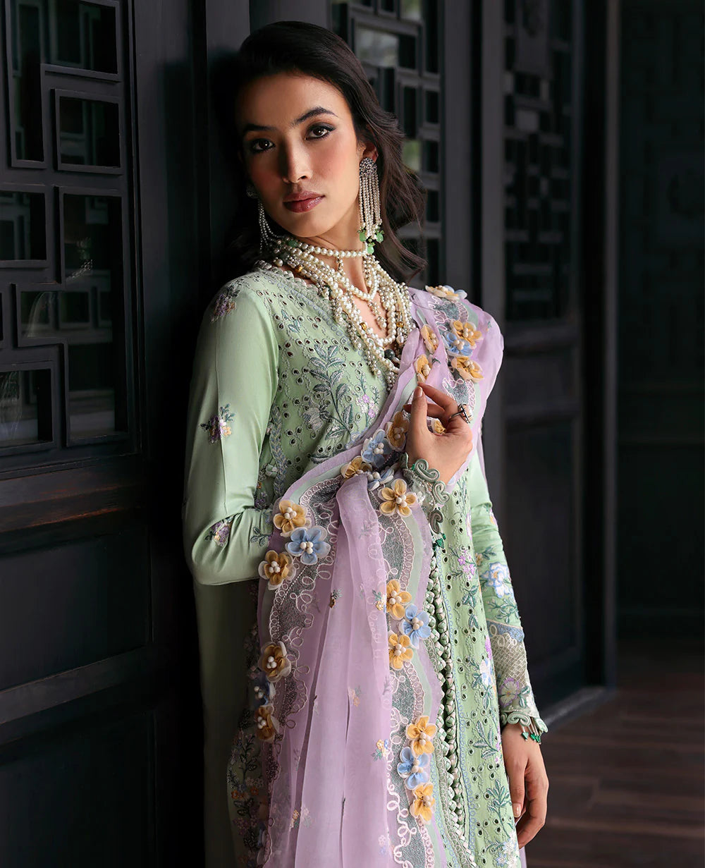 3 Piece - Dhanak Full Heavy Embroidered Suit with Embroidered Dhanak Shawl (Unstitched)